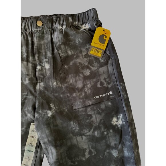 Carhartt Youth Kids Shorts Caviar Black Size $32 NWT Pockets Elastic Waist 8" - Picture 5 of 6
